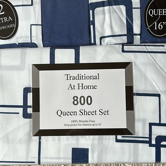 Traditional At Home Other - Traditionall at Home 6pc Queen Sheet Set Blue Abstract Squares